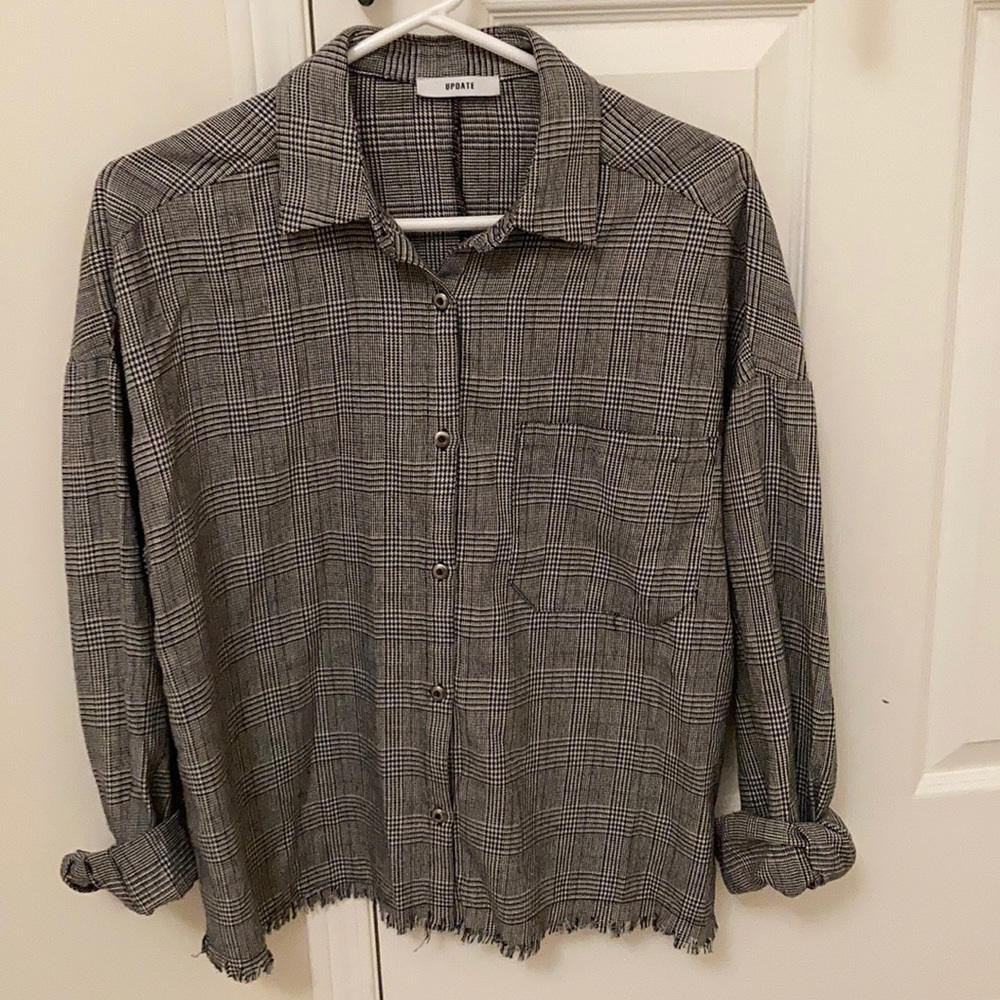 Gingham button down top